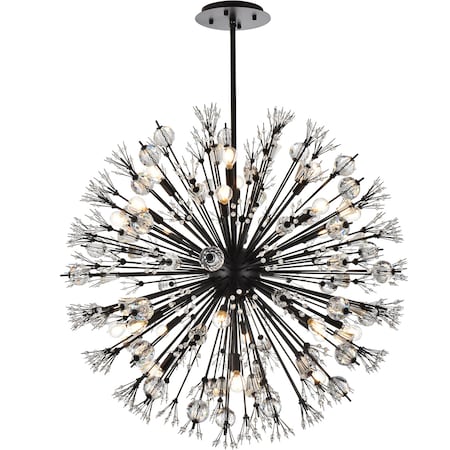 Vera 38 Inch Crystal Starburst Round Pendant In Black